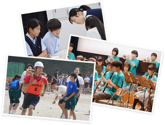 中学生と高校生が一緒になって、行事や部活、A知探Qに取り組みます!